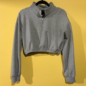 TYC Heather Gray Women's Cropped Half-Zip Hoodie